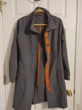 Title Nine NEO Gray Trench Orange Trim S Small